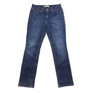 Levis 505 Straight Leg Jeans Womens 28x32 Dark Wash Blue Denim Mid Rise